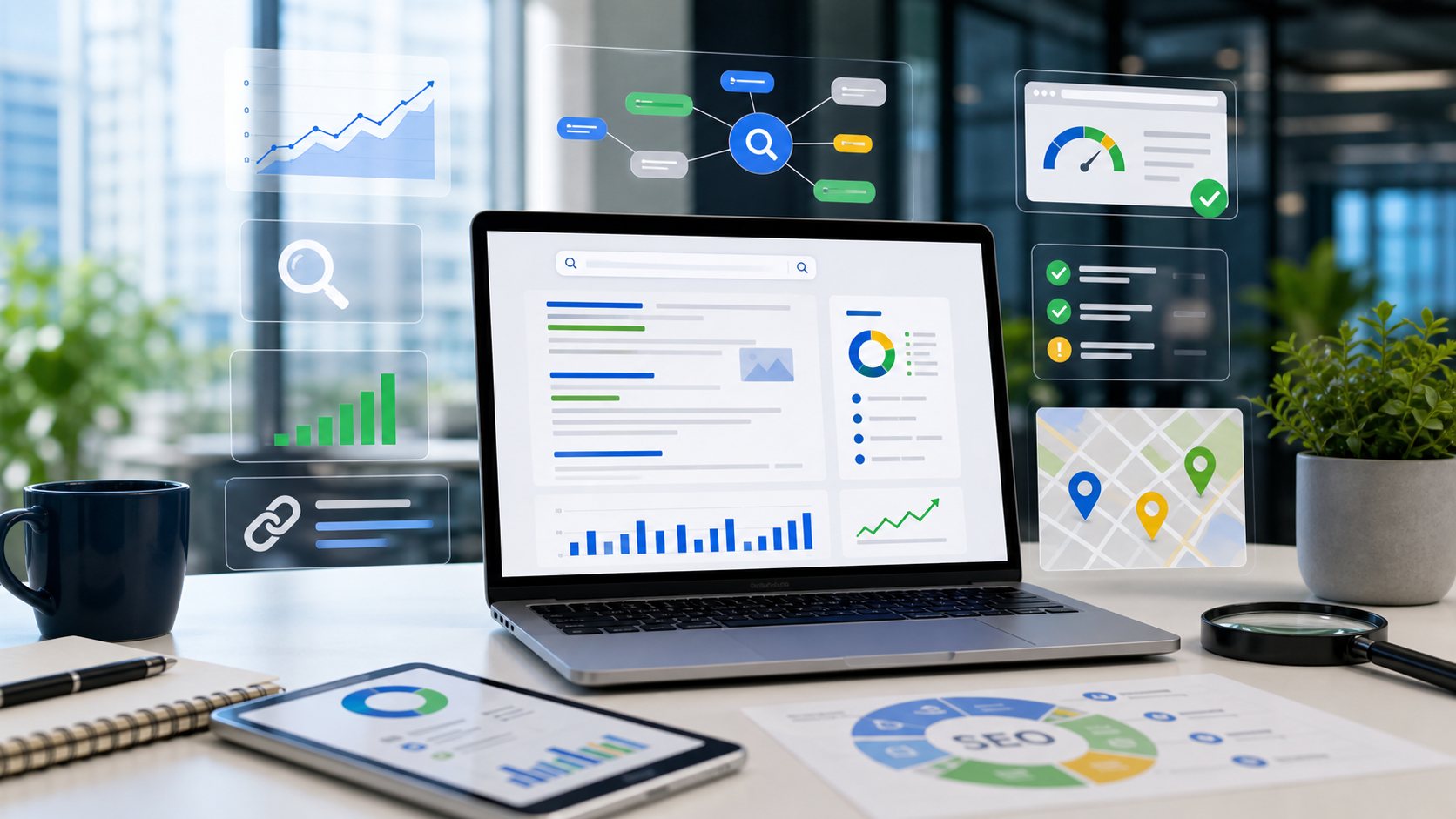 Painel de SEO, busca orgânica e otimização de sites