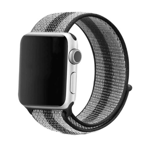 Pulseira Cinza Escuro Listrado Nylon Loop Premium SmartWatch 38-40Mm - Image 3