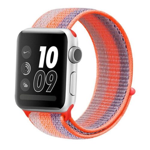 Pulseira Laranja Listrado Nylon Loop SmartWatch 42-44Mm - Image 5