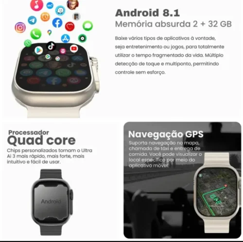 Relogio Smartwatch Chip 5g Microwear Ultra 3 Ai 49mm 16gb - Image 9